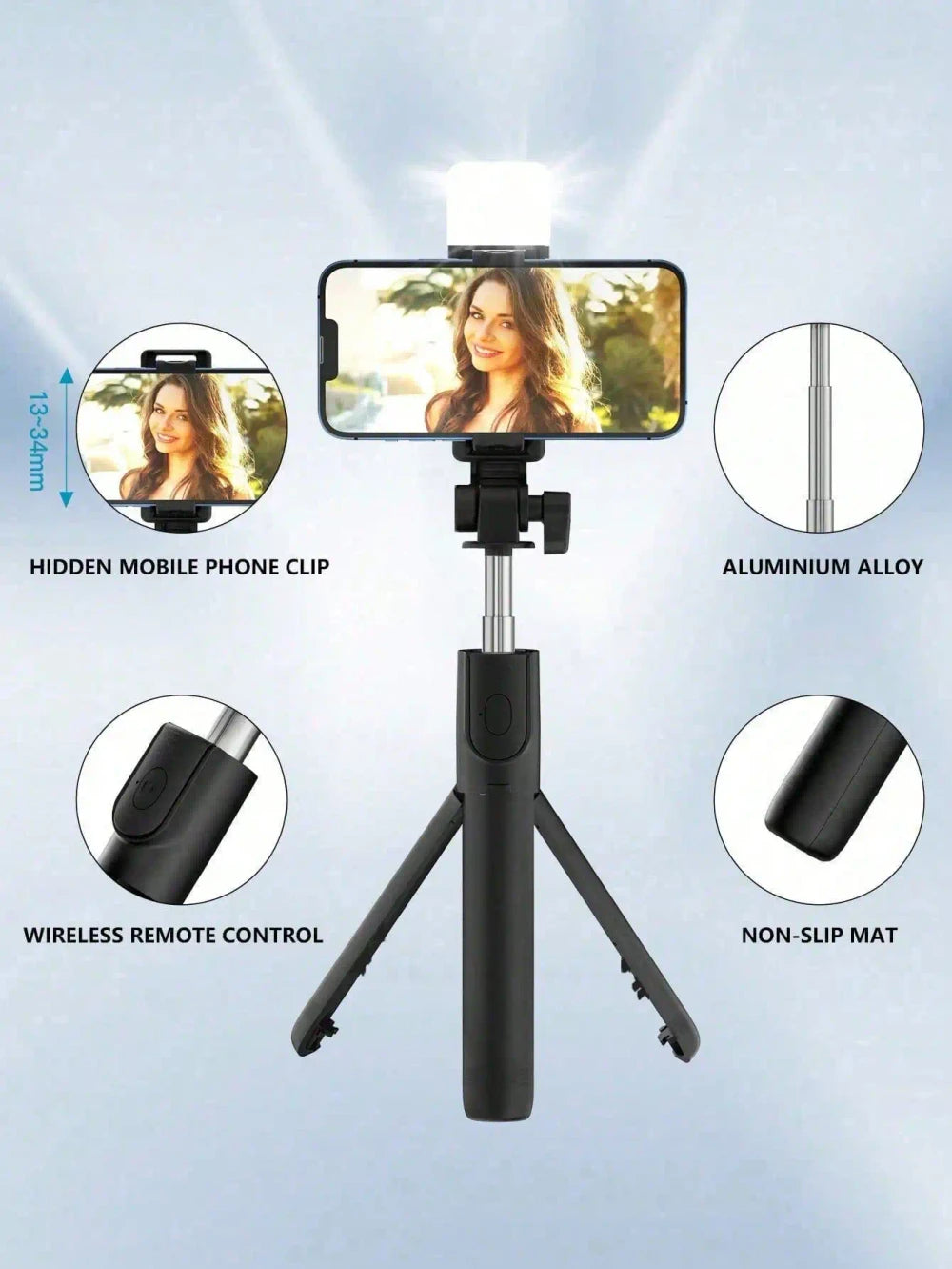 Selfie Stick Tripod LED